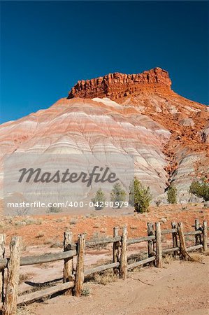 Kanab, Utah: Multi colored cliffs surround the historic Pahreah townsite in the  Grand Staircase-Escalante National Monument.