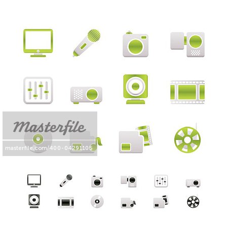 Media equipment icons - vector icon set - 2 colors included