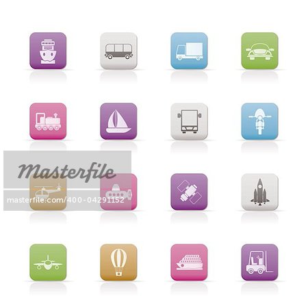 Transportation, travel and shipment icons - vector icon set