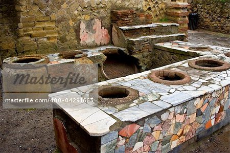 A thermopolium in Herculaneum (near Naples, in Italy), an antique fast food restaurant