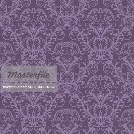 Seamless purple floral wallpaper. This image is a vector illustration. Please visit my portfolio for similar illustrations.