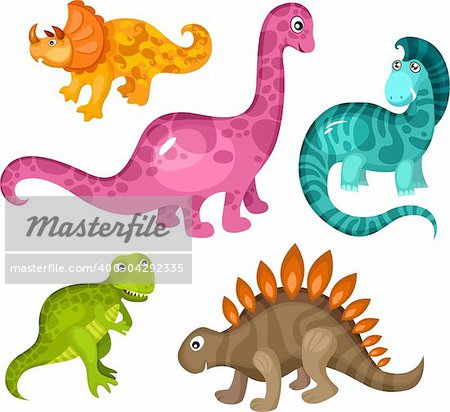 vector illustration of a cute dinosaur set