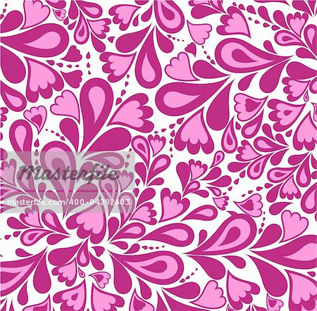 Seamless pink splash pattern with hearts. Vector illustration