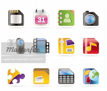 Mobile Phone, Computer and Internet Icons - Vector Icon Set