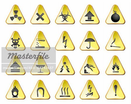 danger and industry icons - vector icon set