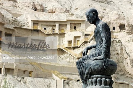 Buddha sculpture at the famous buddhist grottoes in Sinkiang