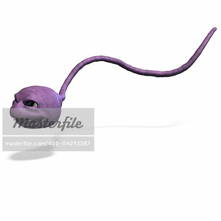 funny cartoon rendering of sperm. 3D rendering with clipping path and shadow over white