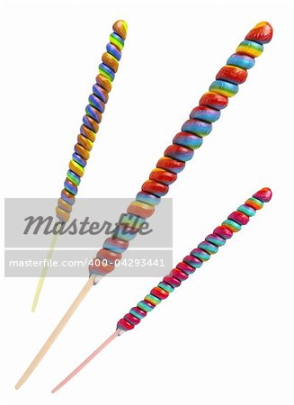 Colourful lollipops isolated on the white background