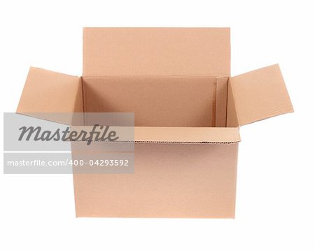 open cardboard box, photo on the white background