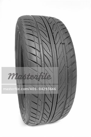 one tire, photo on the white background