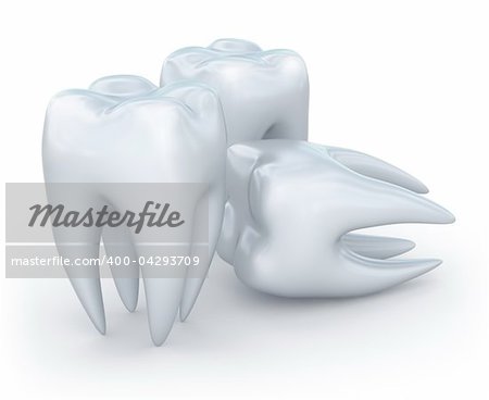 Teeth 3D image. White background