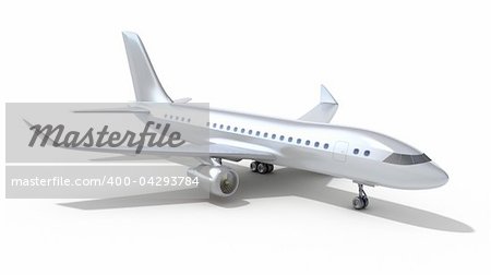 Airplane on white background. 3D image. My own design. White background