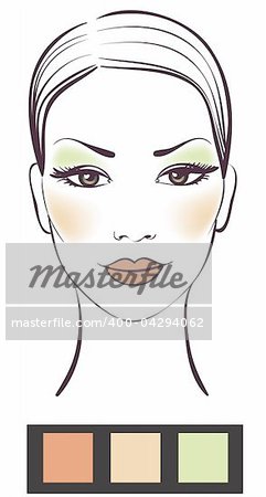 Beauty girl face with makeup vector illustration
