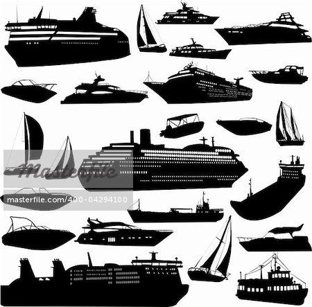 collection of sea transportation vector 1(cruise, motor-yacht, sailing boat)