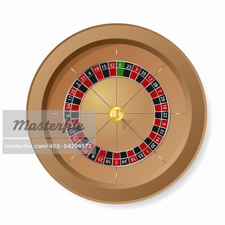 Roulette Wheel for casino games on white background.