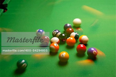 Billiard, pool game concept. Balls on tabe!