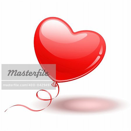 Red Heart Shape Balloon on white background