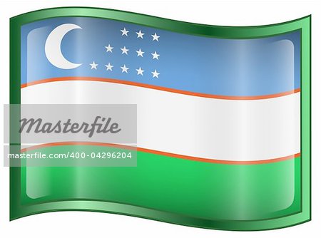 Uzbekistan Flag icon, isolated on white background.