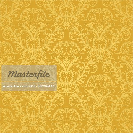 Luxury seamless golden floral wallpaper. This image is a vector illustration. Please visit my portfolio for similar illustrations.