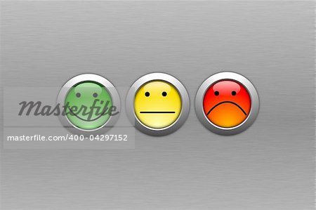 customer satisfaction survey concept with smile and button