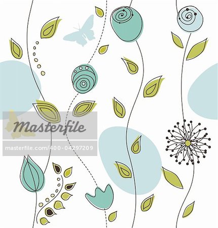 Seamless Floral Pattern with cute flowers