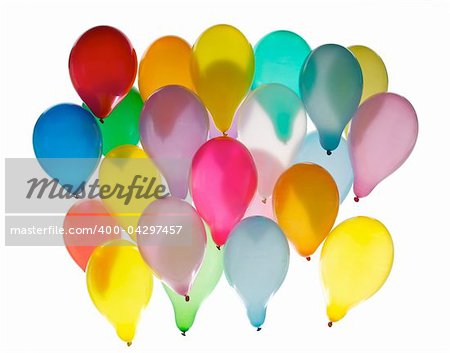 A lot of air balloons isolated on white background