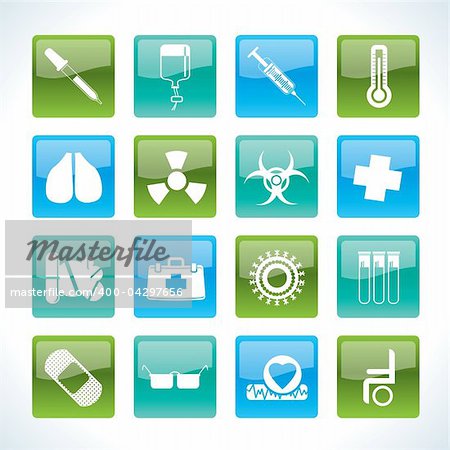 collection of medical themed icons and warning-signs - Vector Icon Set