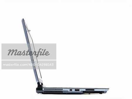 A laptop computer isolated against a white background