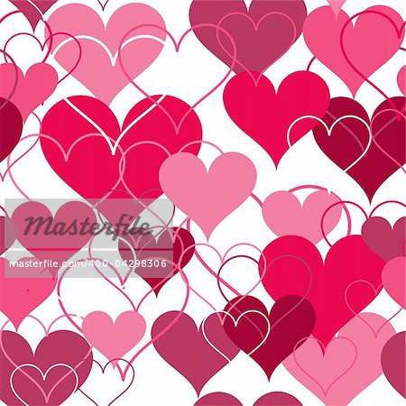 Seamless pink and white hearts background. Vector illustration