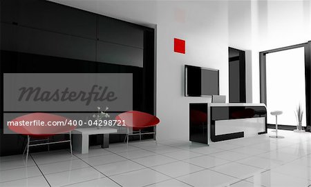 Hall of hotel in levili 3d image