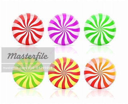 striped candy.  lollipop set isolated on white background