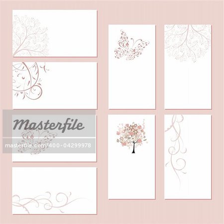 Set of business cards, floral ornament for your design