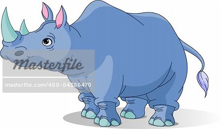 Cartoon funny  rhino isolated on white