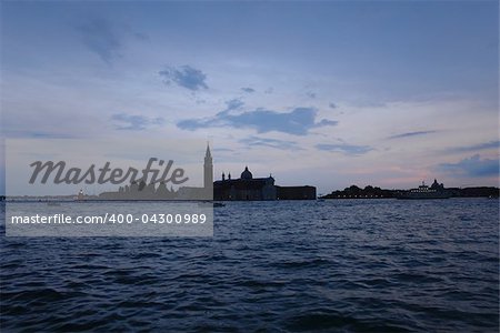 Evening view of Church San Giorgio Maggiore by Andrea Palladio at Venice.