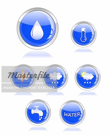 ecology water and drop glossy icon button on white background