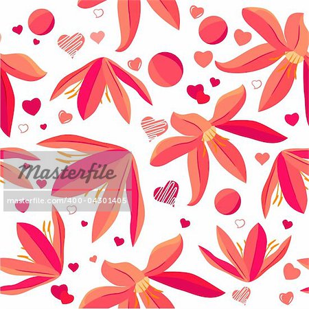 White seamless pattern with spring pink flowers