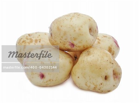 Picture of new potatoes on a white background