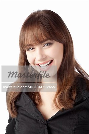 casual girl standing up over a white background