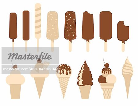 Ice cream pack. Set of 14 vector illustrations.