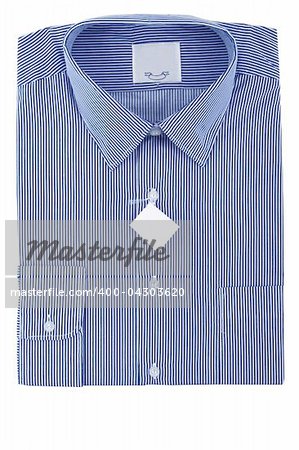 blue business striped shirt on white background