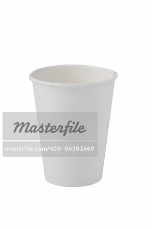 front view of recycling paper glass on white background