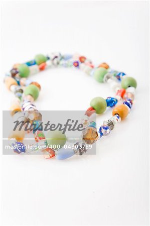 wooden and glasses beads of various colors, shapes and sizes