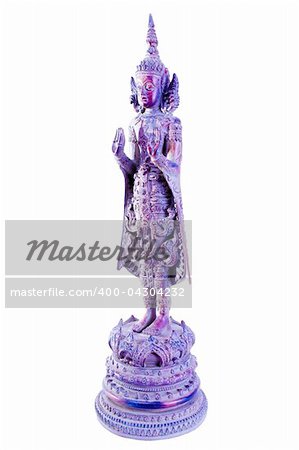 Wooden crafted Indonesian god figurine over white background