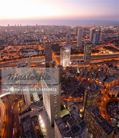 Tel Aviv at sunset, Ramat Gan Exchange District