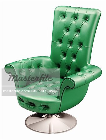 Green office chair with clipping path 3d render