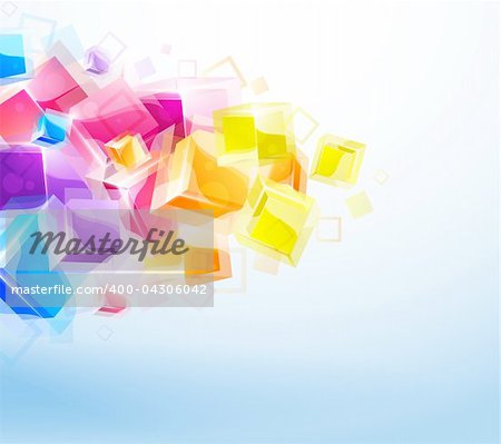 3d bright abstract background with transparent cubes - vector illustration