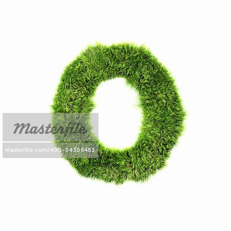 3d grass letter isolated on white background - O