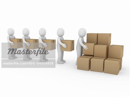 3d, human, shipping, transport, container, box, package, man