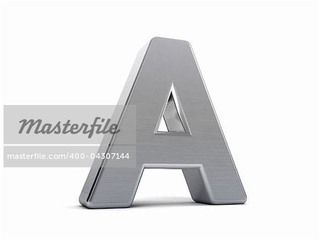 Letter A as a brushed metal 3D object