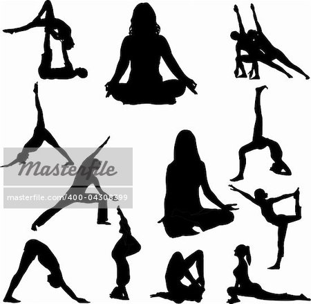 yoga silhouettes - vector